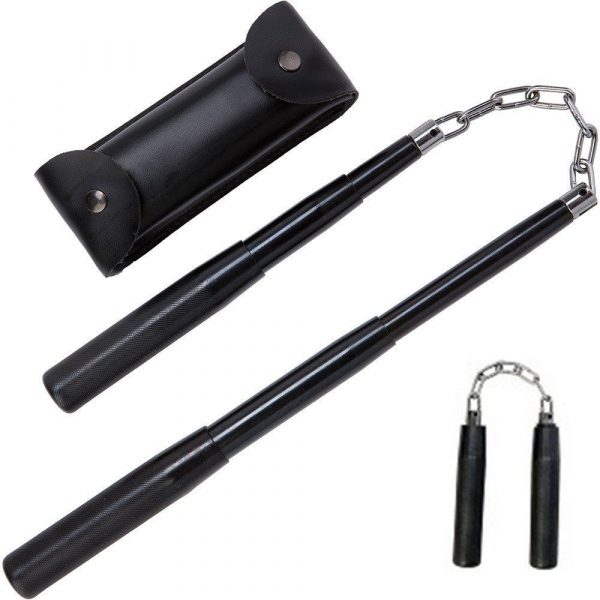 Telescopic Nunchuck Chuck 12 inch Steel Black - - PRE ORDER